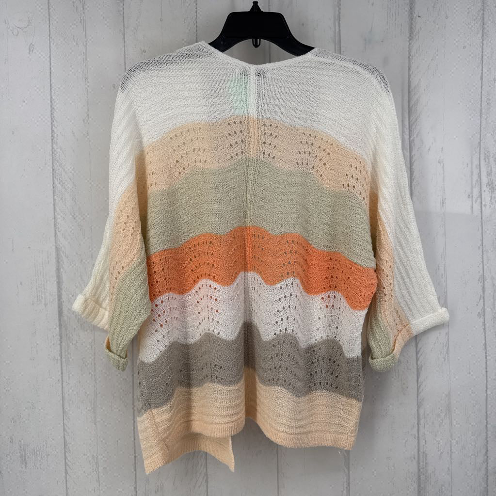 S crochet open front 3/4 slv cardi