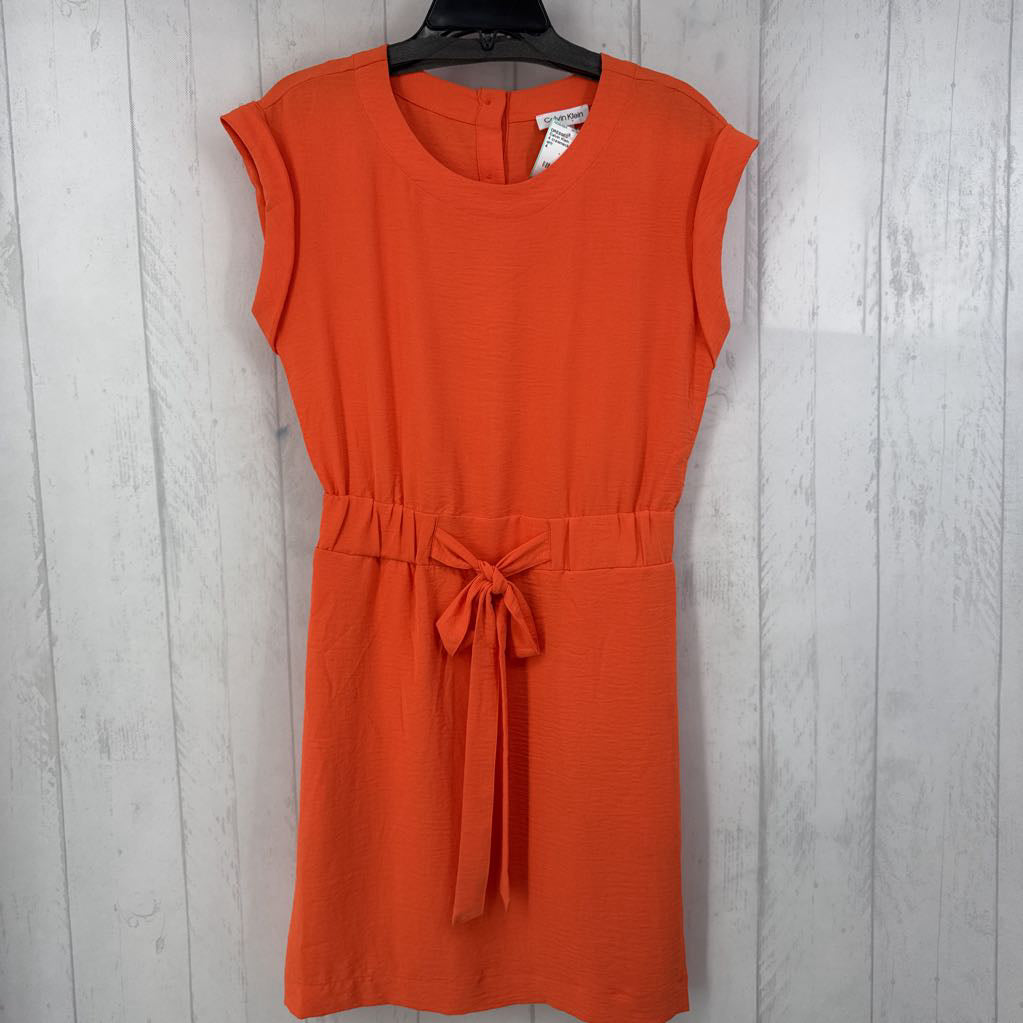 4 crewneck cap bow front slv dress