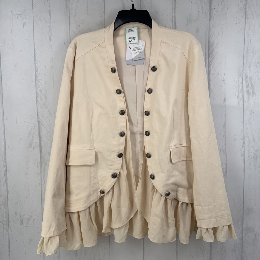 L military style ruffle hem jacket