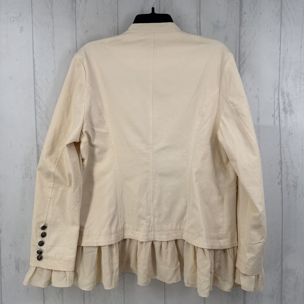 L military style ruffle hem jacket