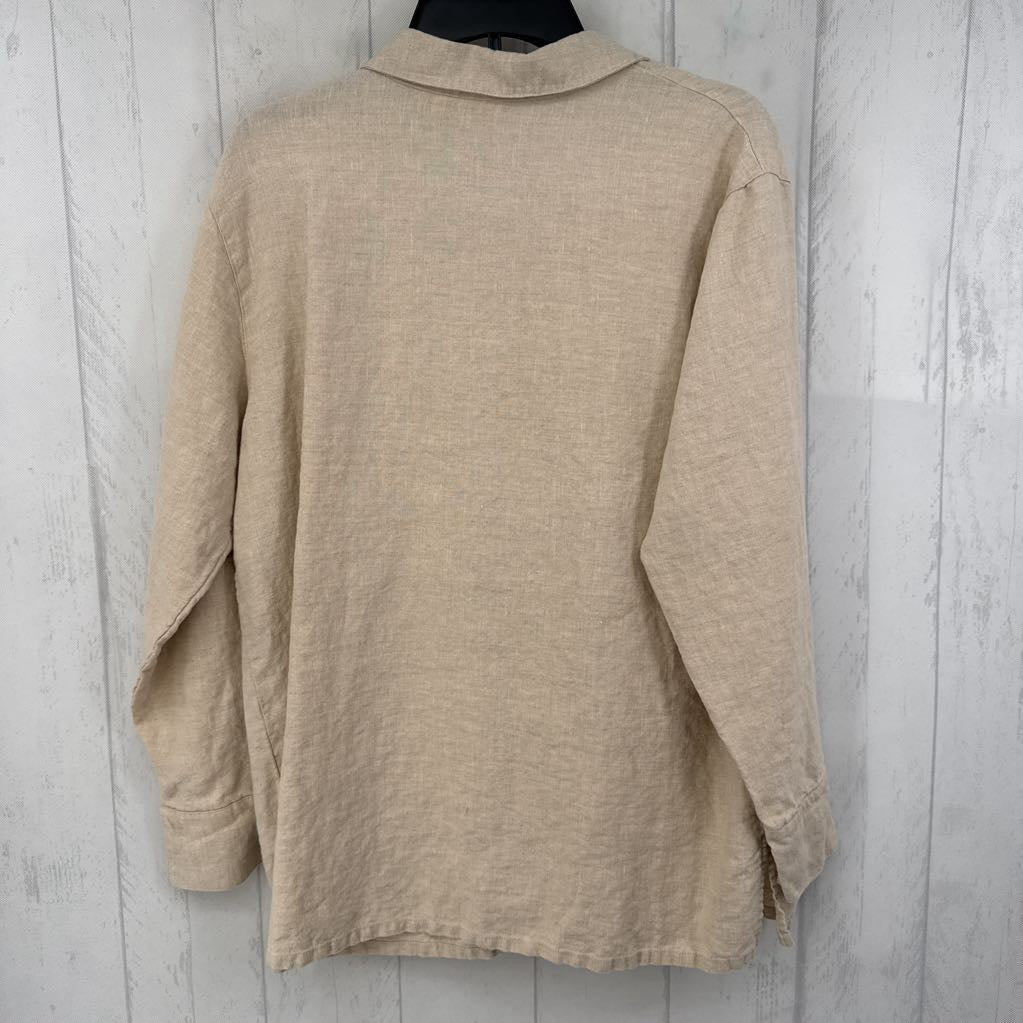 L linen button down l/s top