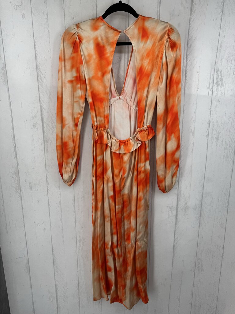 2 tie-dye v-neck open back l/s dress