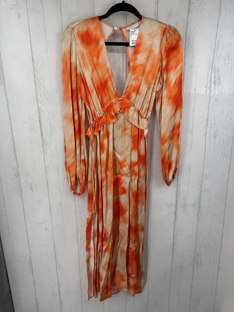 2 tie-dye v-neck open back l/s dress