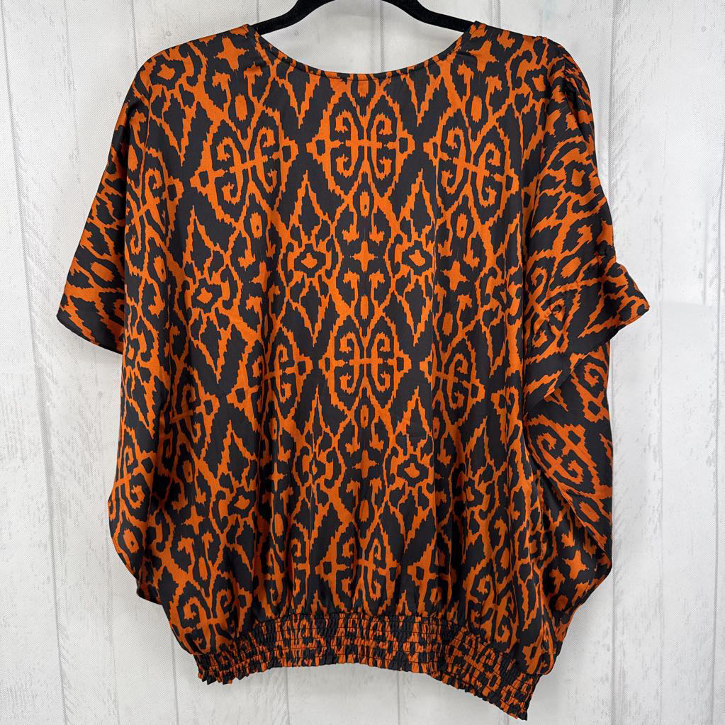 R89 XL ikat satin v-neck top