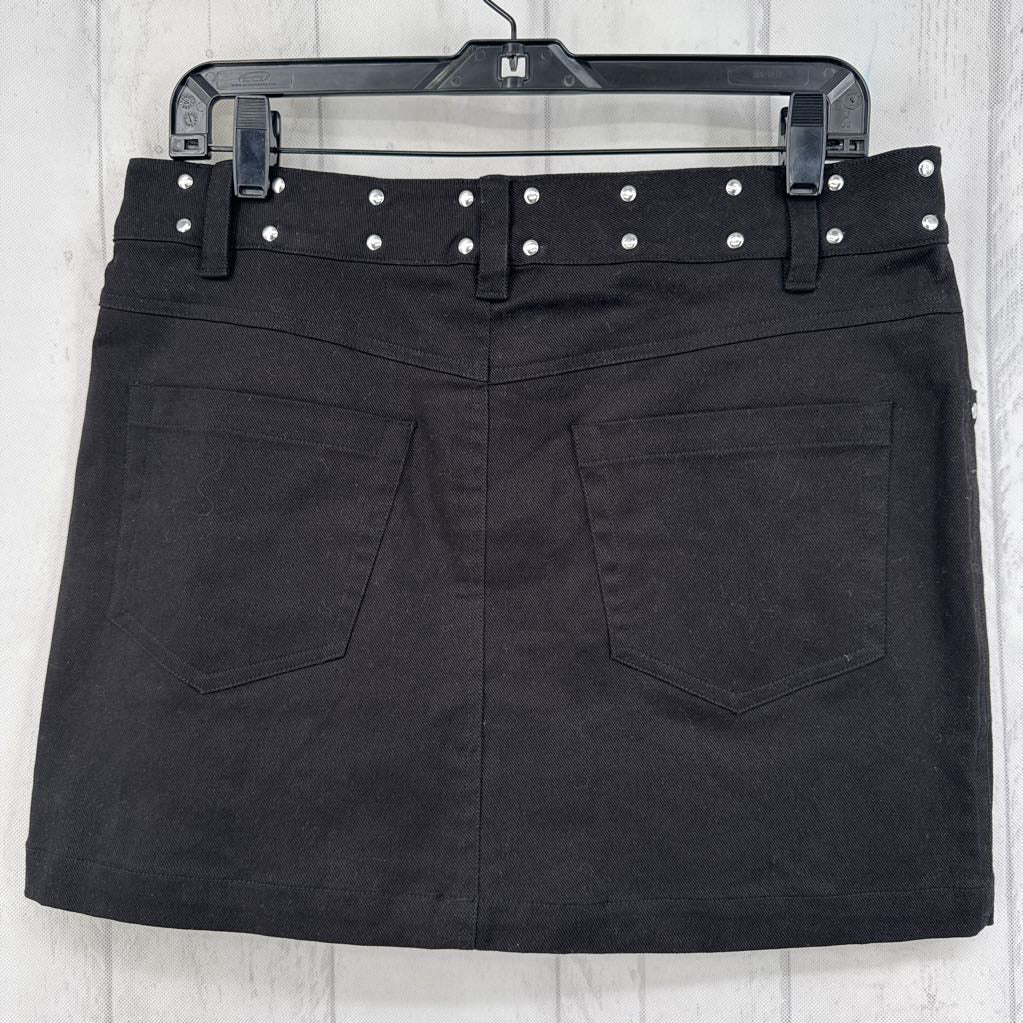L grommet denim mini skirt