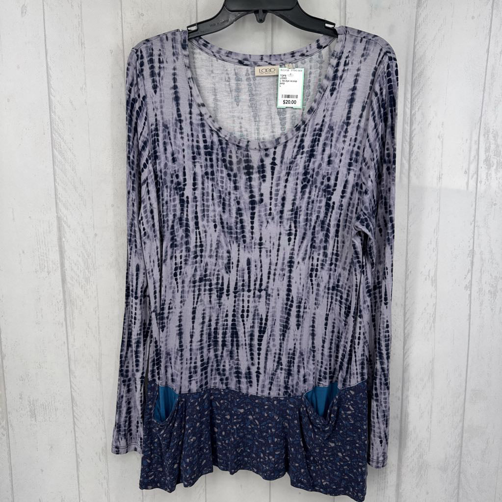 L tie-dye scoop neck l/s tunic