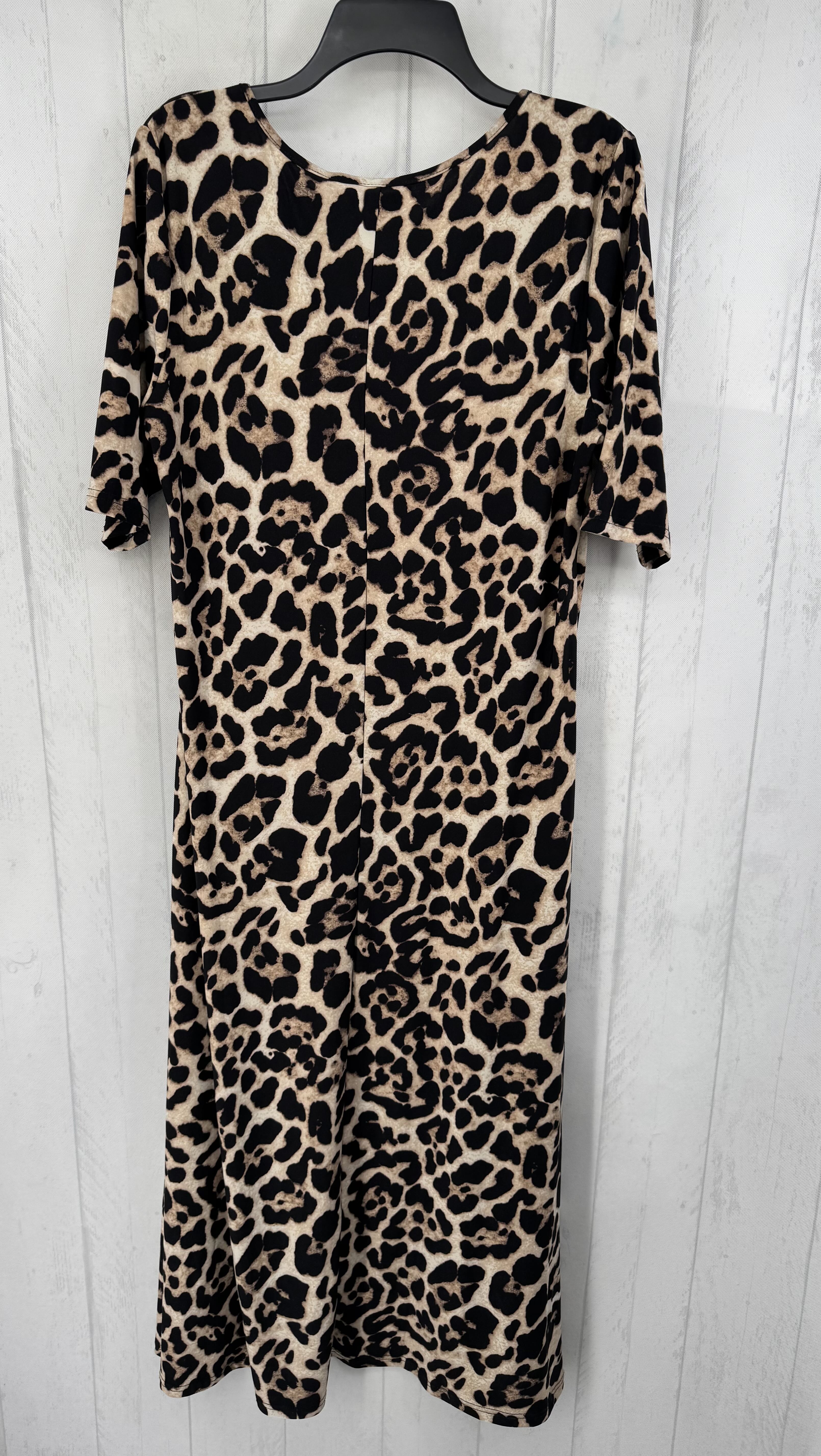 L animal print elbow slv dress