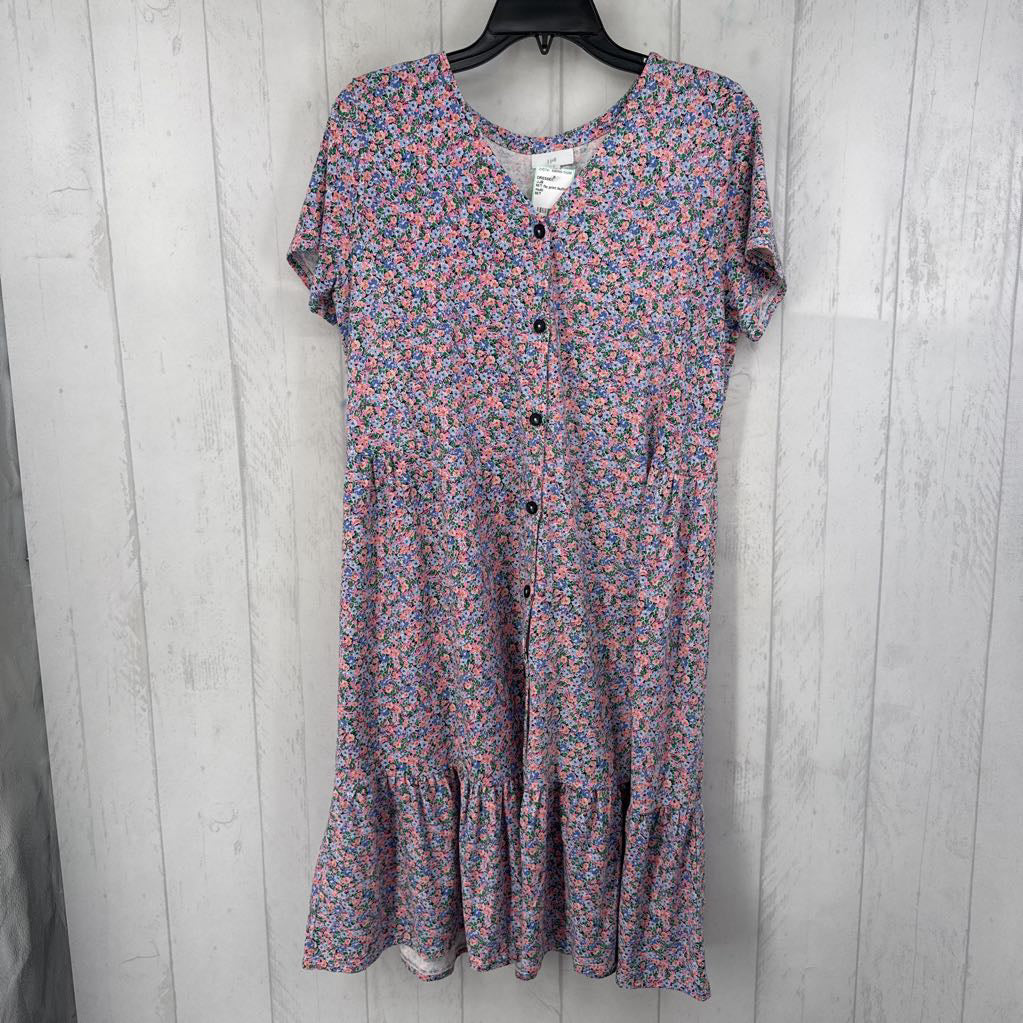 M/T flo print button down s/s dress