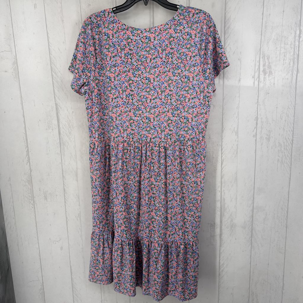 M/T flo print button down s/s dress