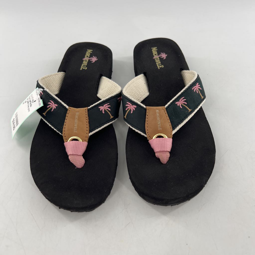 M palm tree print thong sandal