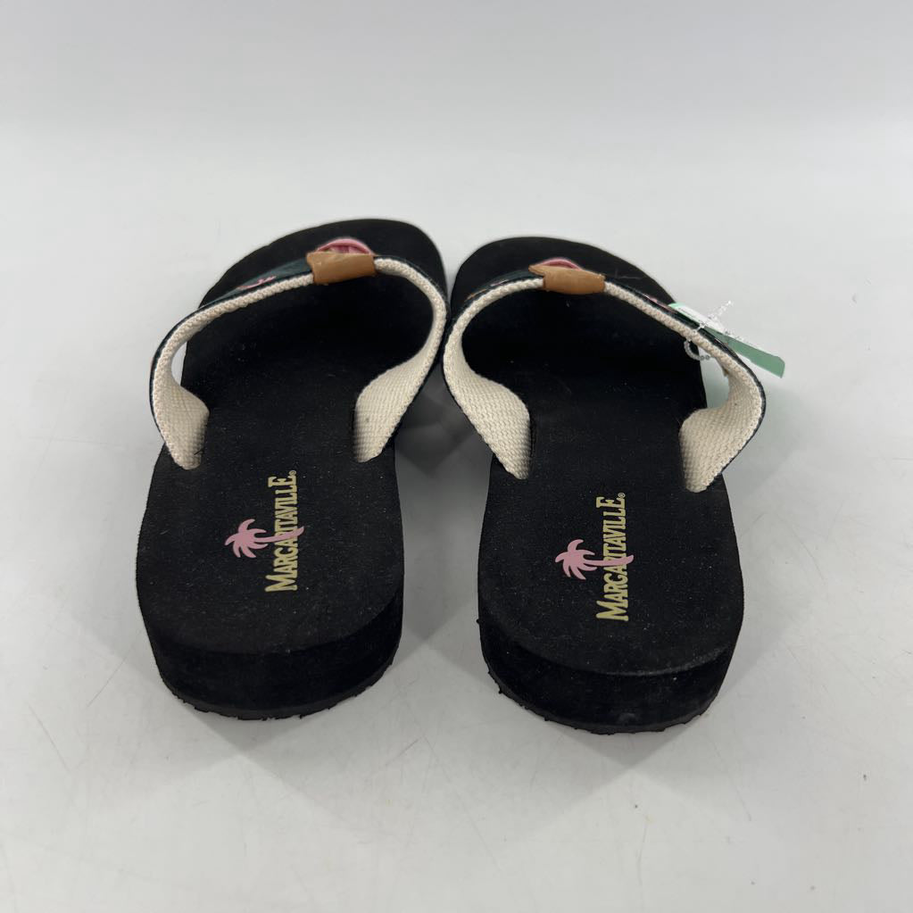 M palm tree print thong sandal