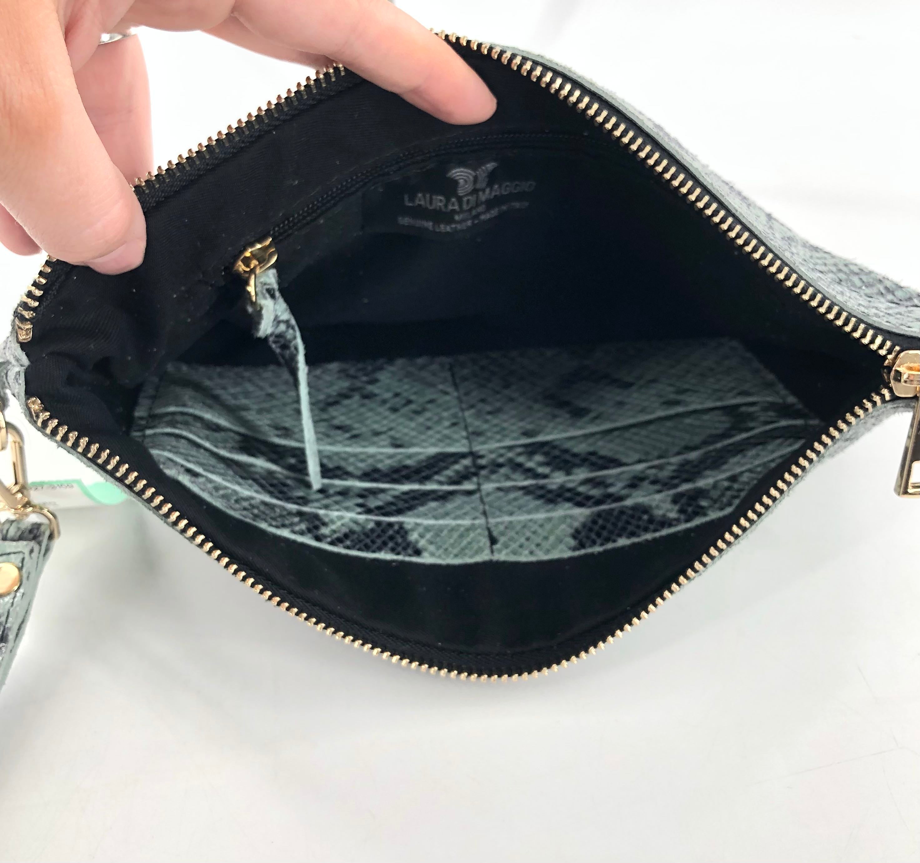 snakeskin print clutch/wristlet