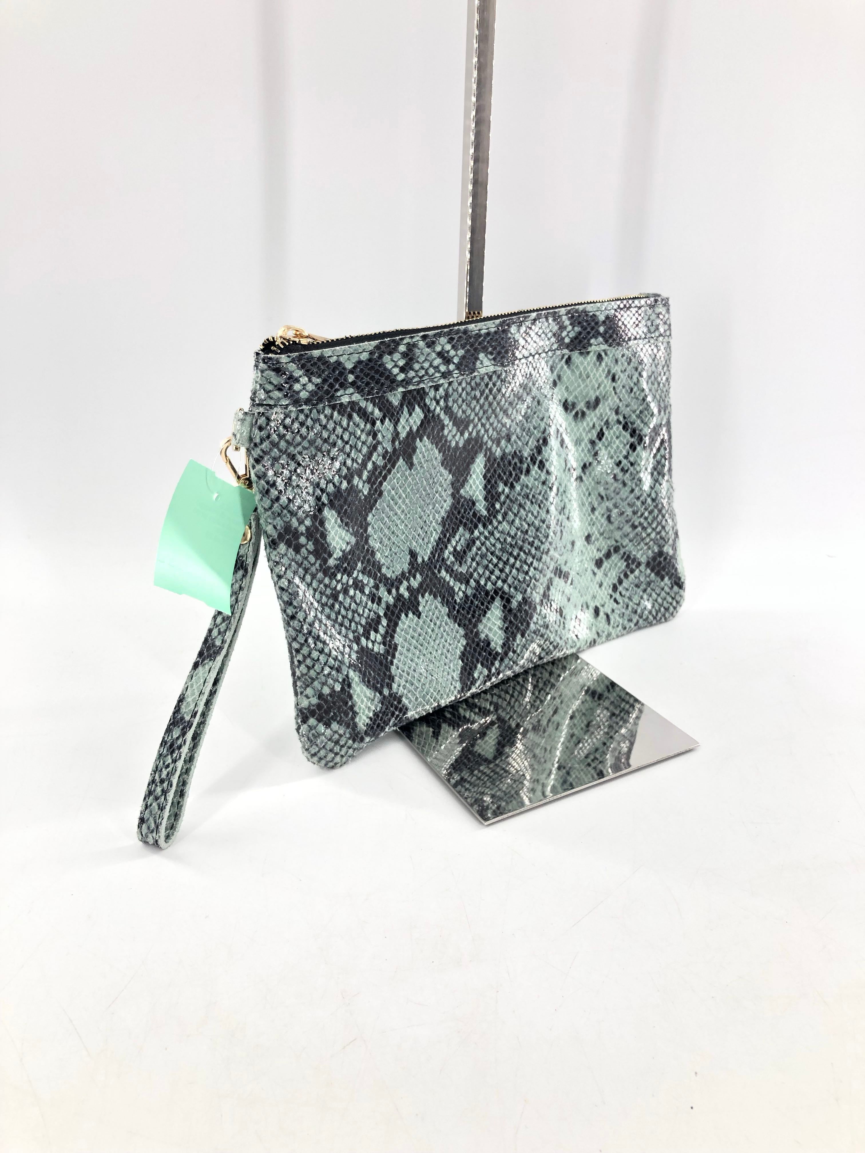 snakeskin print clutch/wristlet