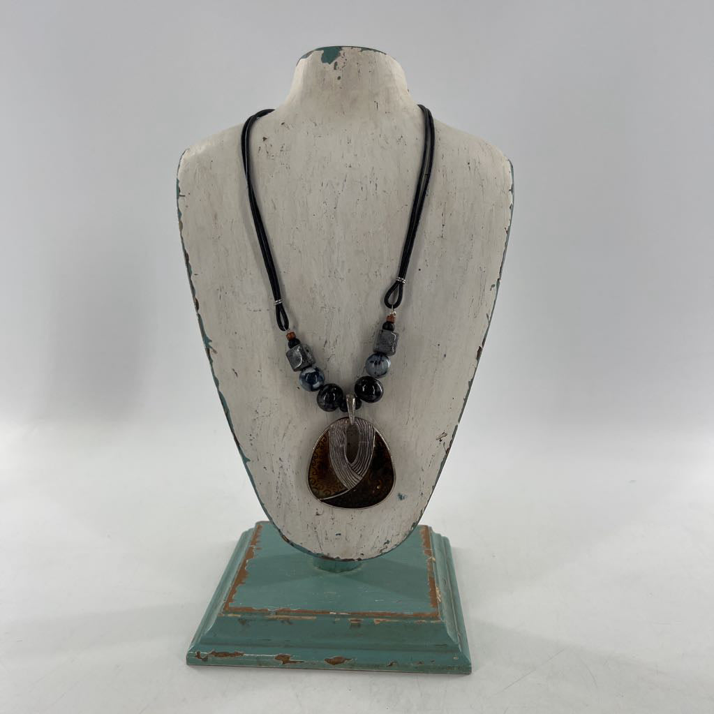 12" black cord beaded necklace