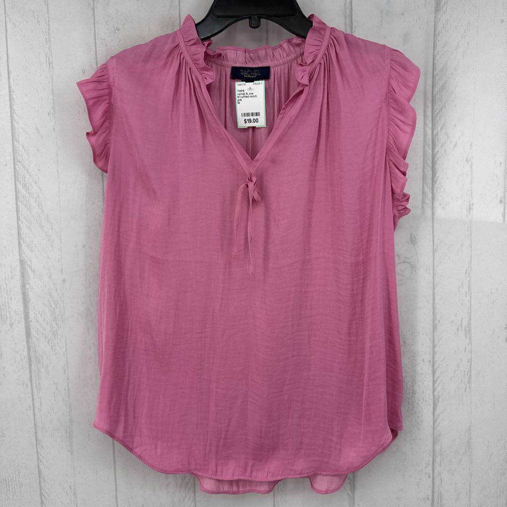 M ruffled notch neck top
