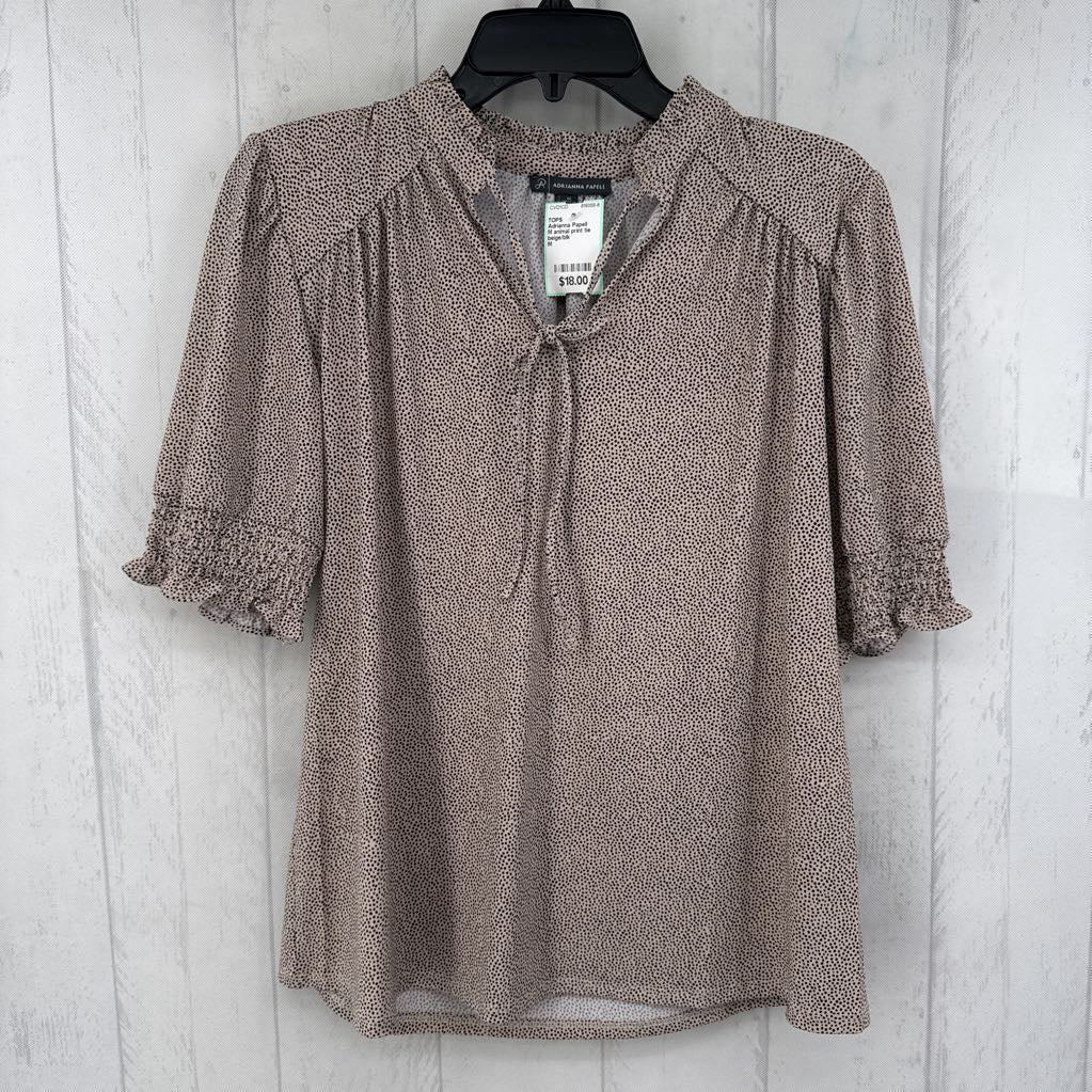 M animal print tie front s/s top