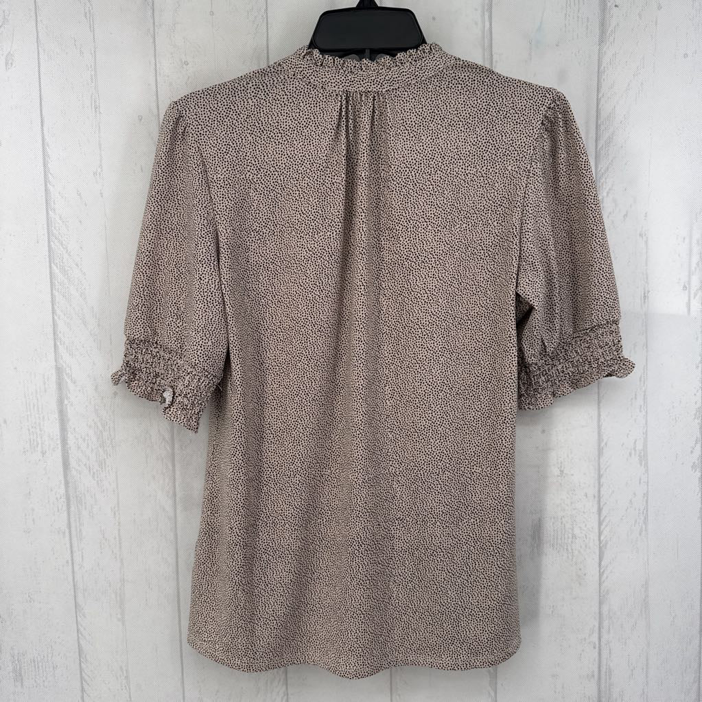 M animal print tie front s/s top