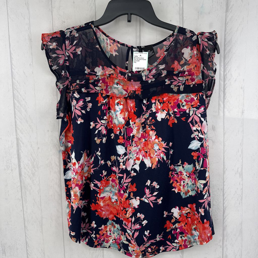 XLp flo print flutter slv top