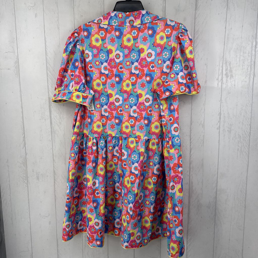 XXL flo print v-neck s/s dress