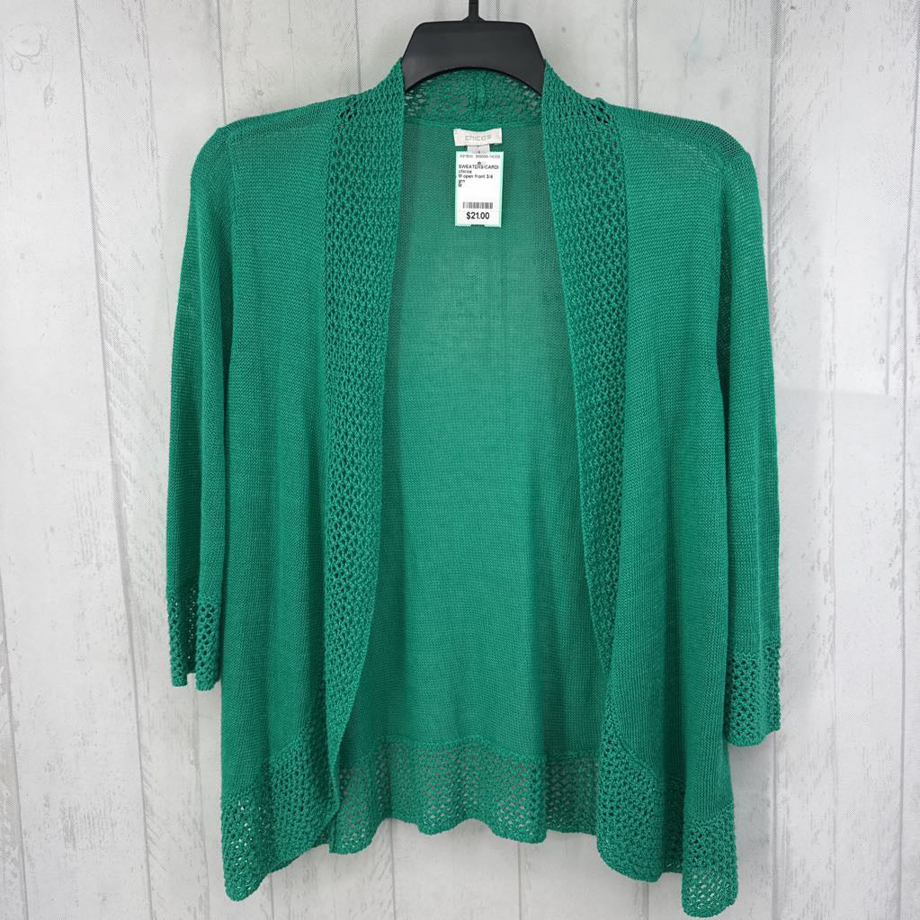 M open front 3/4 slv cardi