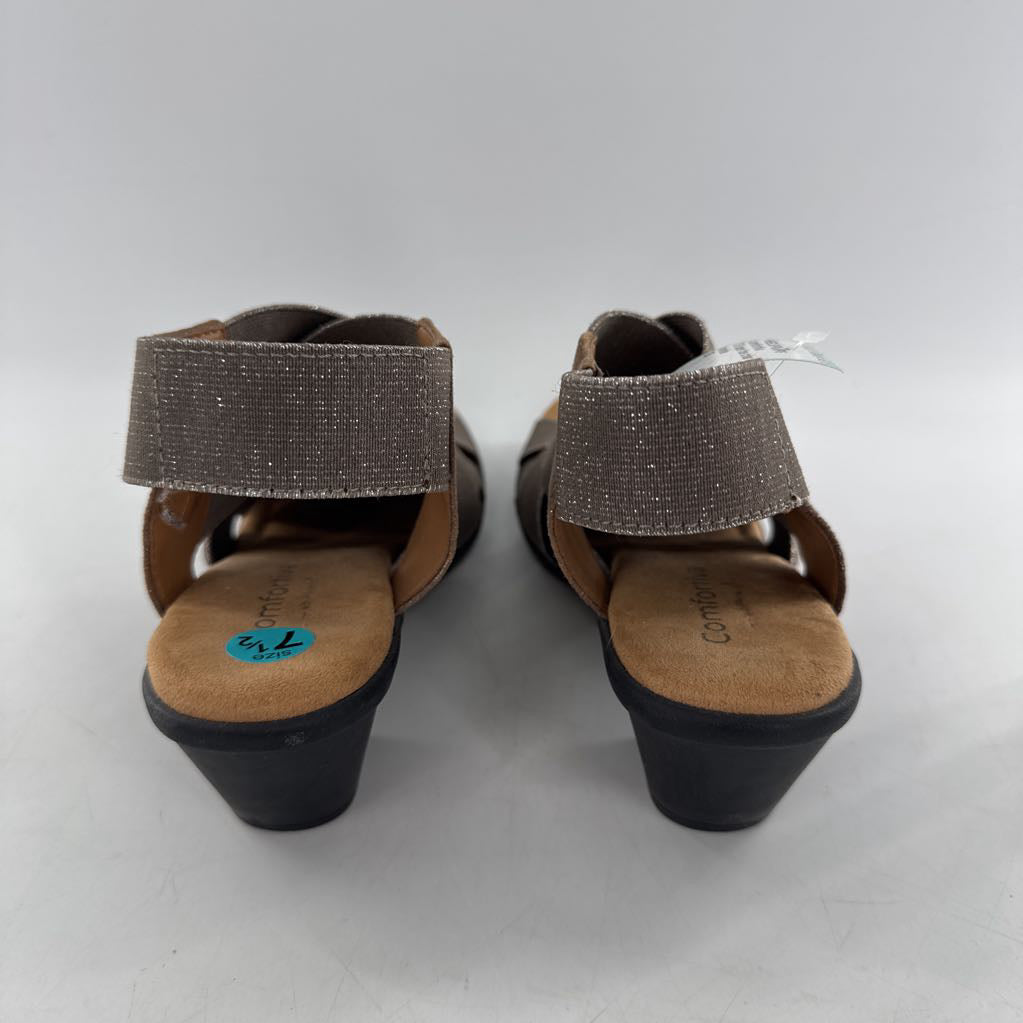 7.5 open toe criss cross strap heel sandals
