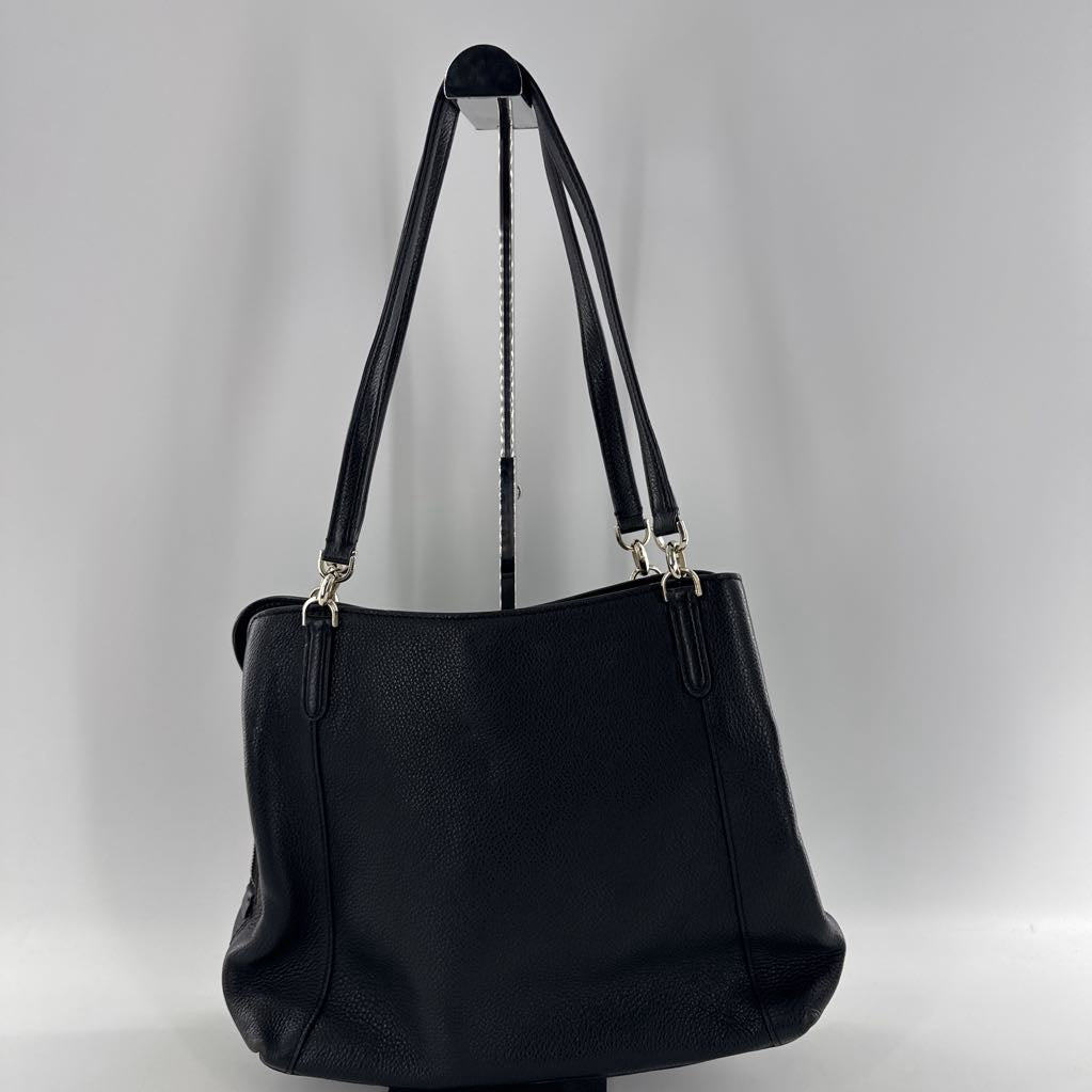 pebbled top zip triple compartment satchel