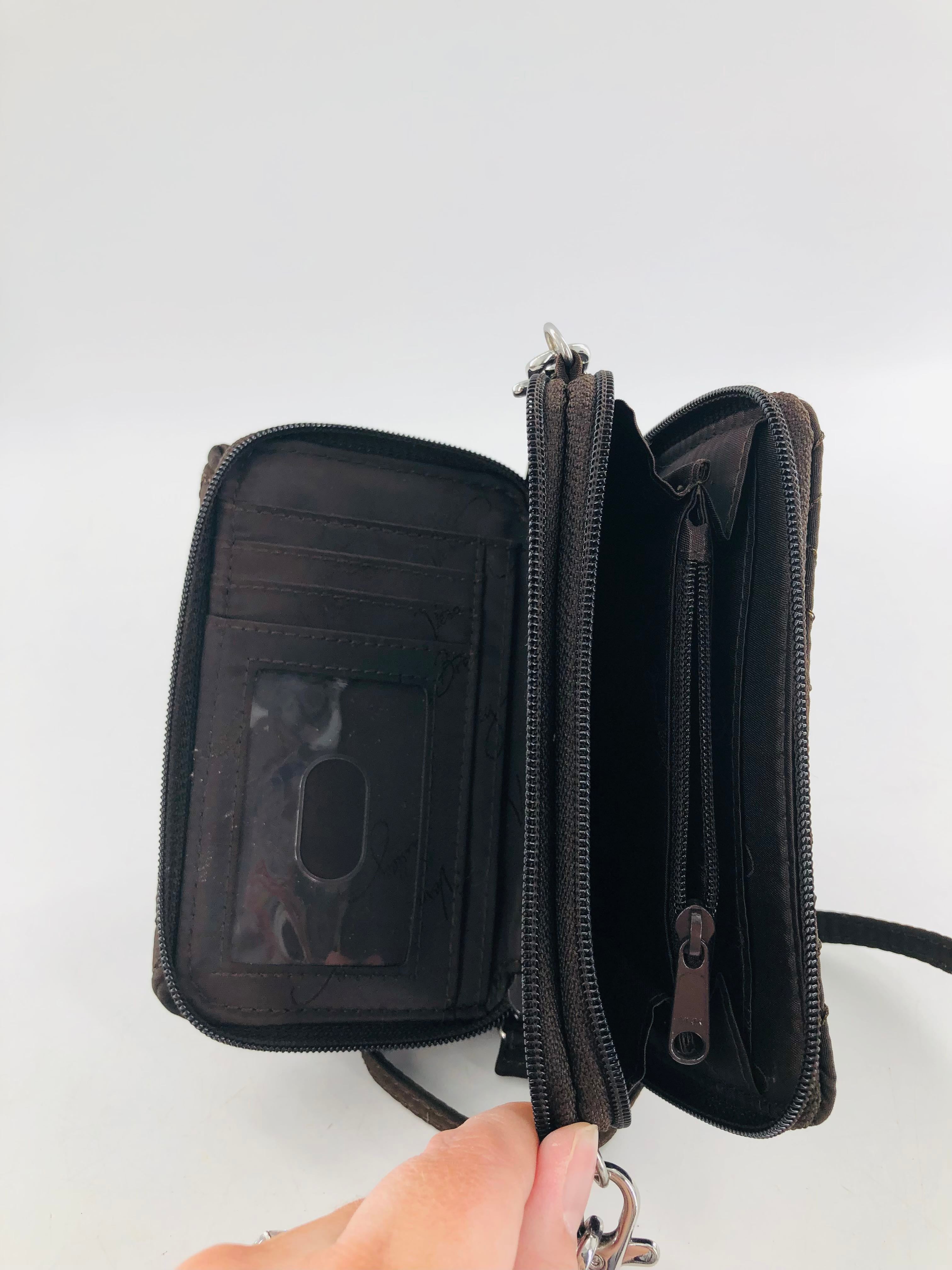 quilted double zip wallet