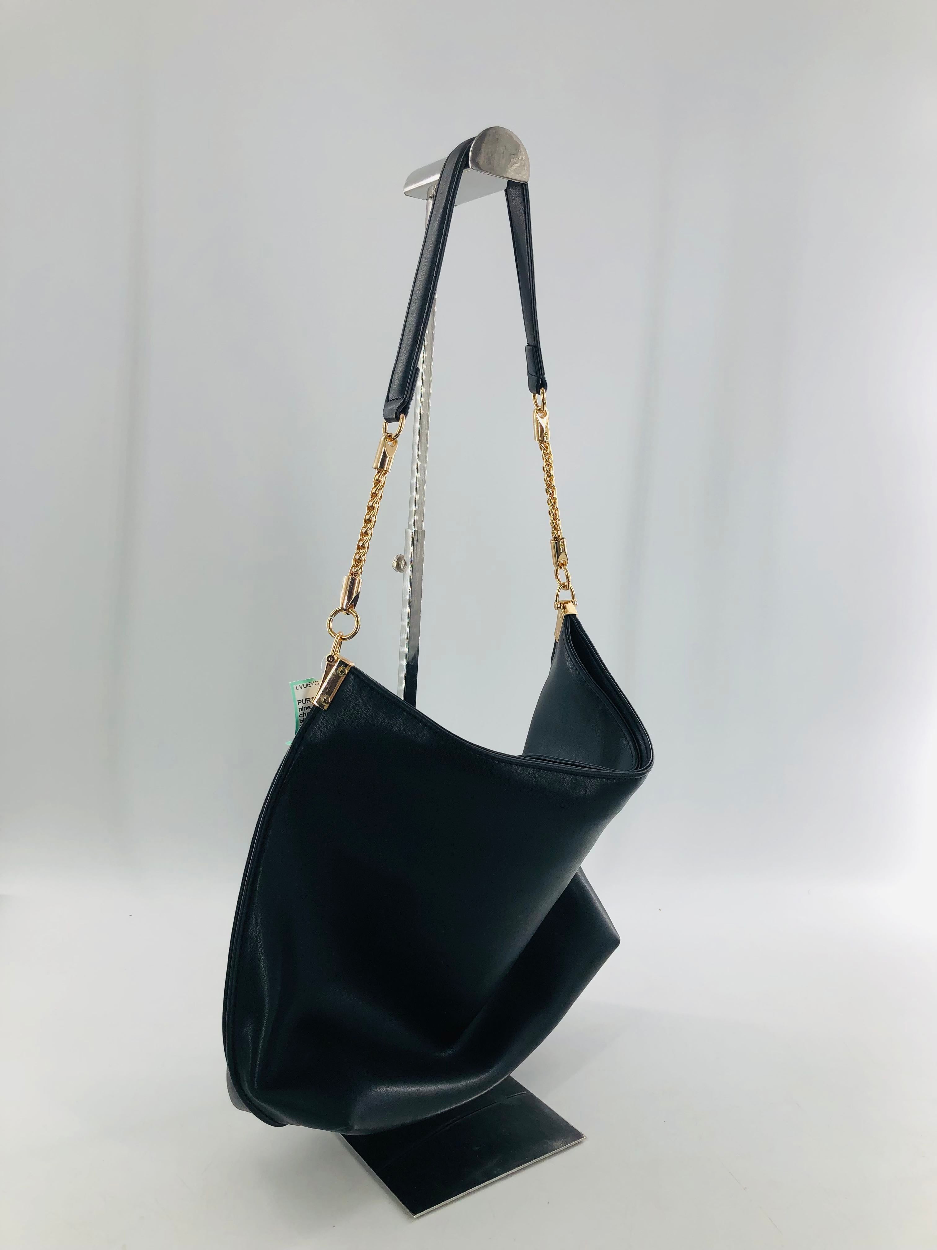 chain strap faux leather shoulder bag