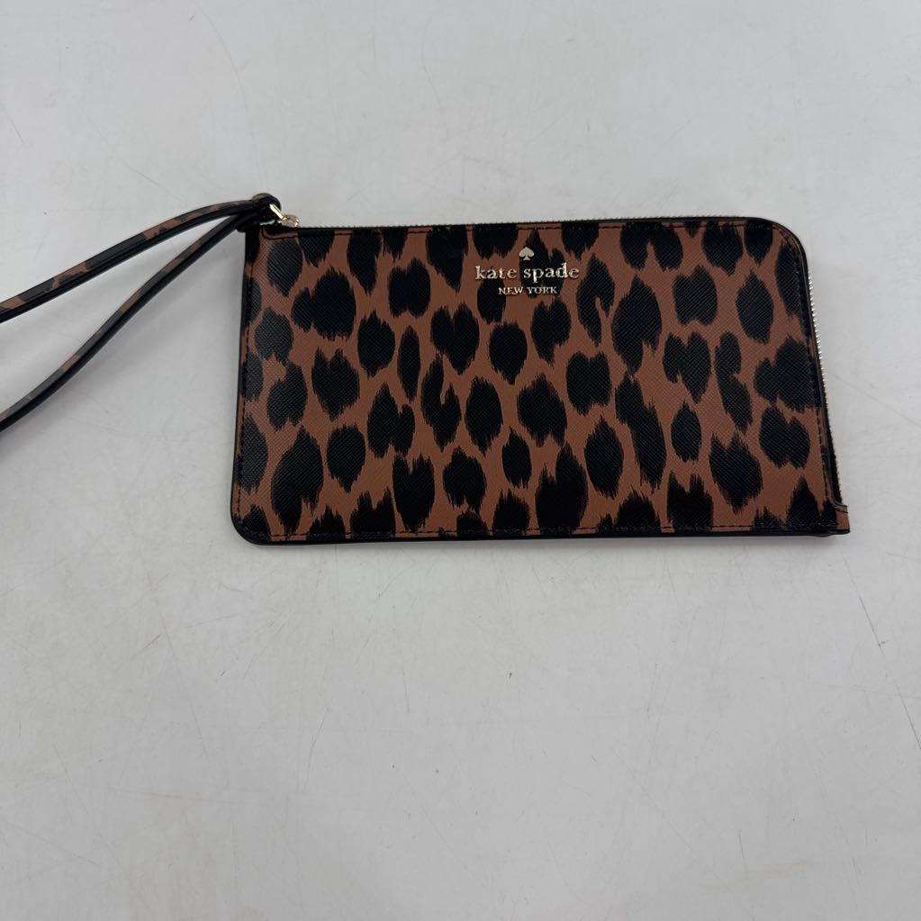 R120 leather animal print wristlet