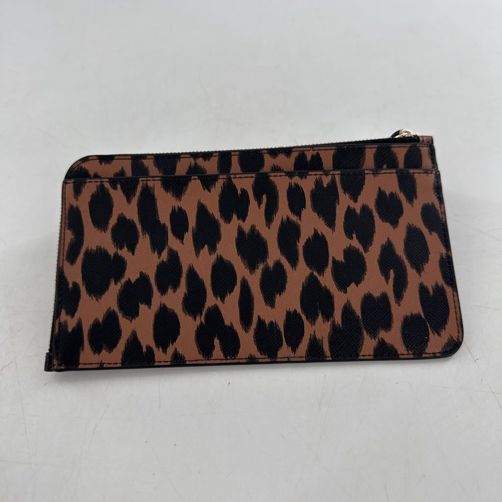 R120 leather animal print wristlet
