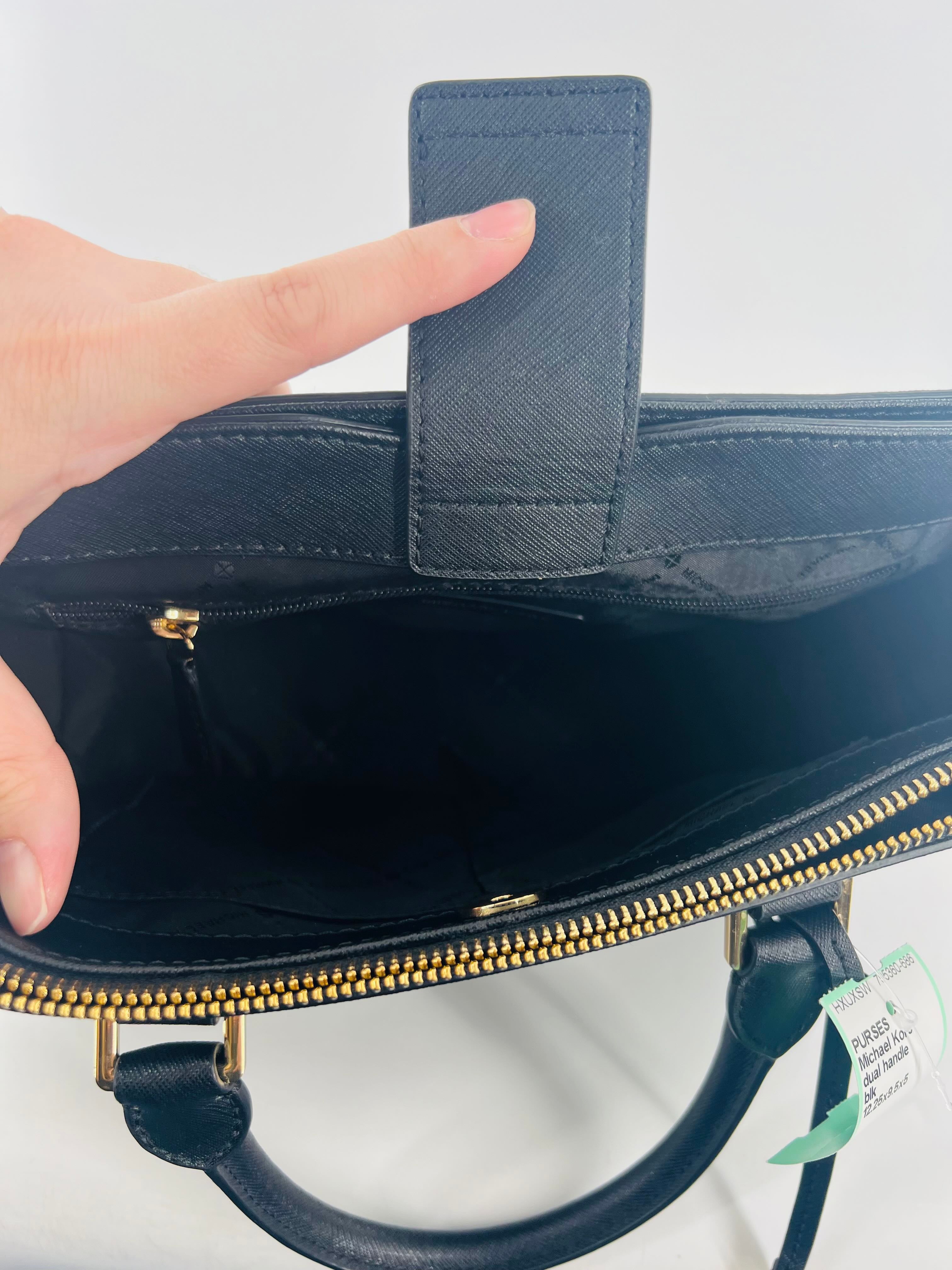 dual handle saffiano satchel