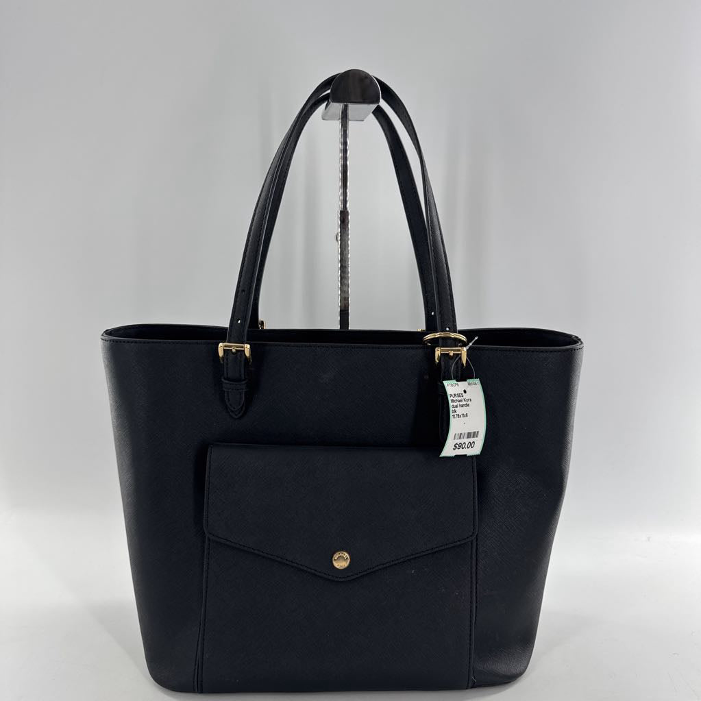 dual handle saffiano tote w/ front flap pocket