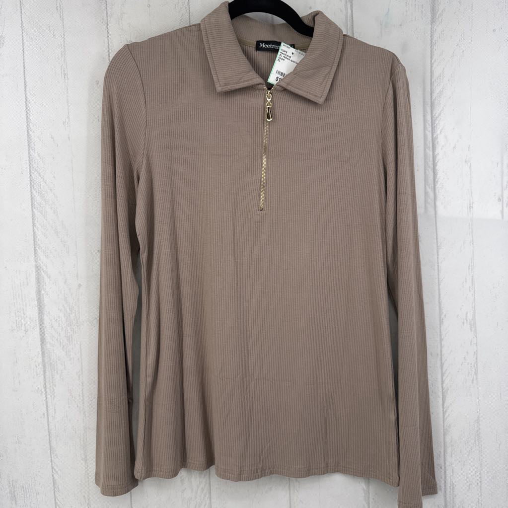 XL ribbed quarter zip l/s top