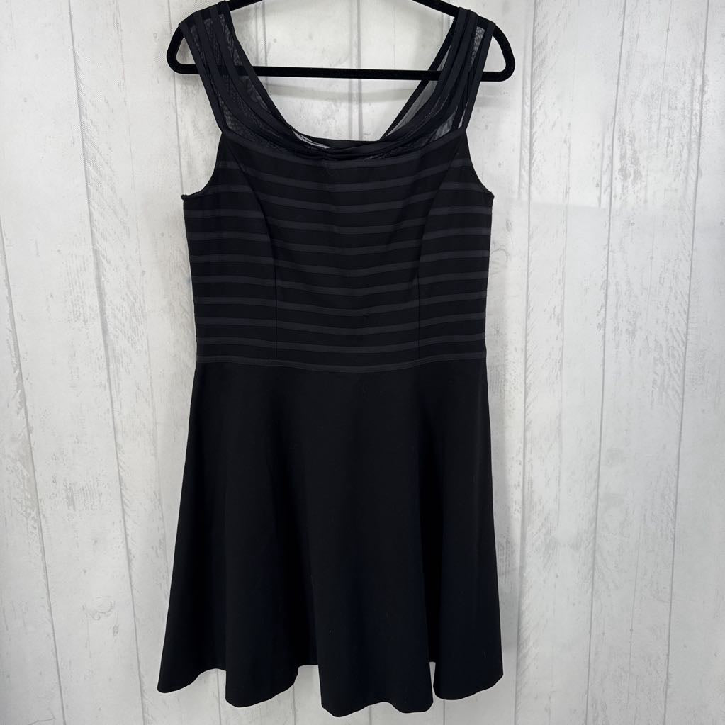 R168 satin & sheer stripe top slvls dress