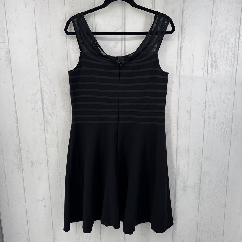 R168 satin & sheer stripe top slvls dress