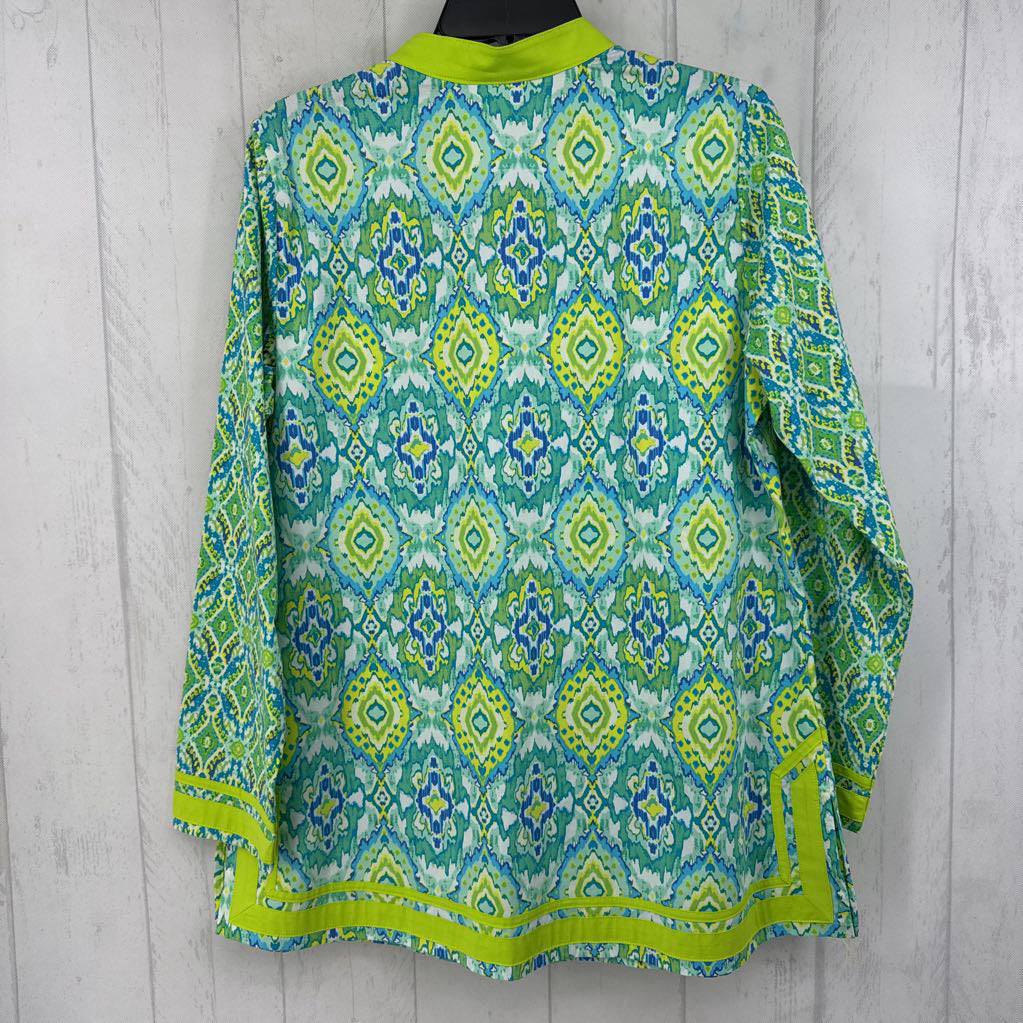 M ikat print split neck l/s tunic