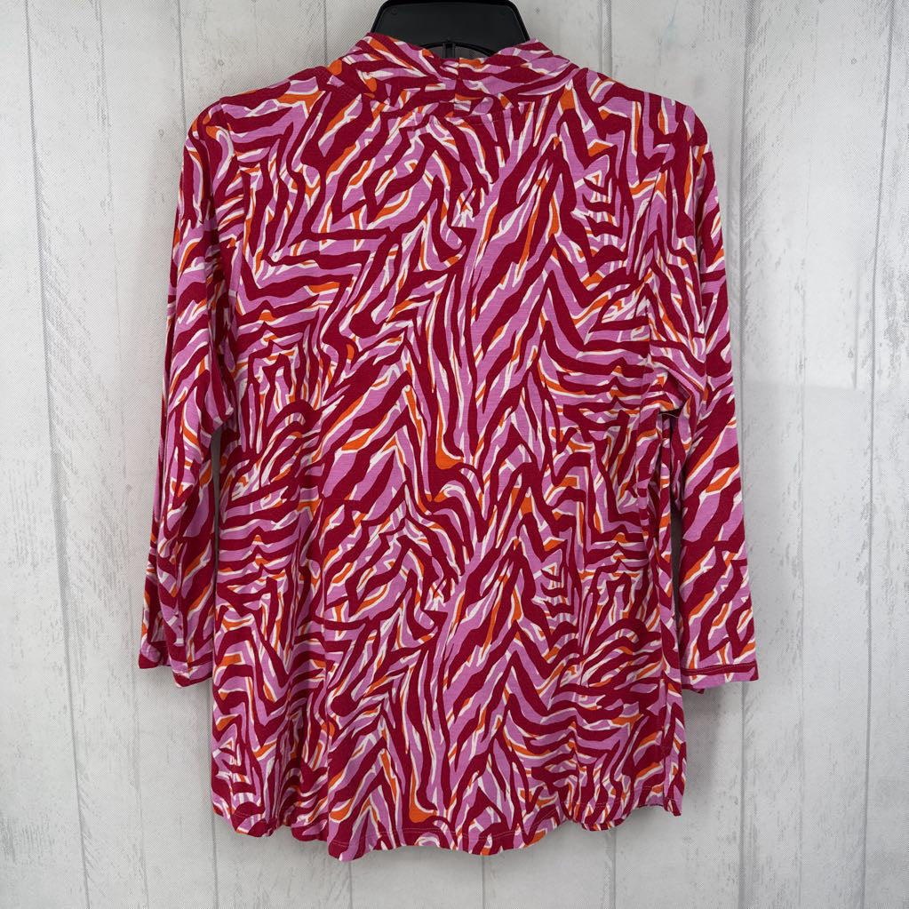 M printed v-neck l/s top