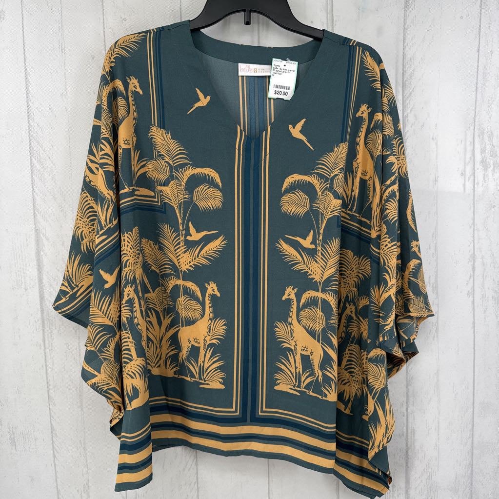 M safari print v-neck ruana