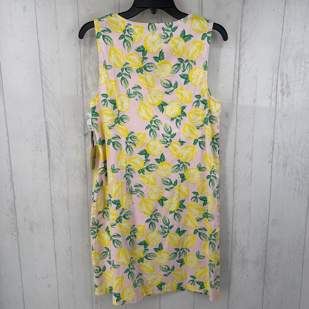 10 lemon print split neck slvls dress