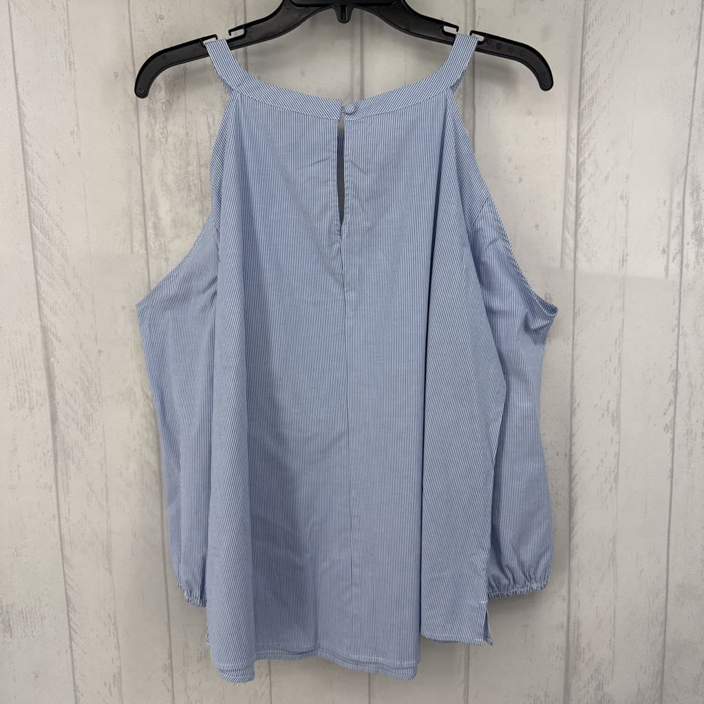 14 striped cold shoulder l/s top
