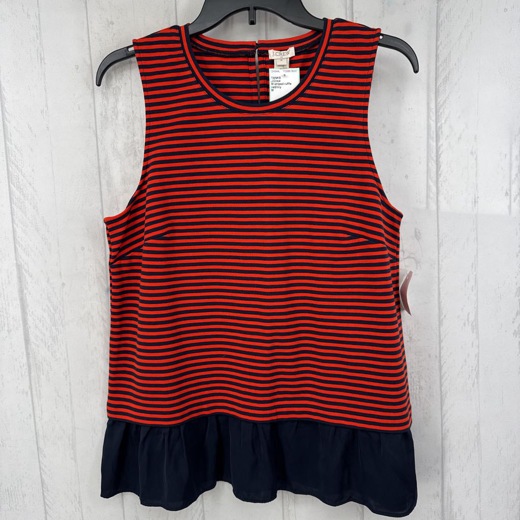 M striped ruffle hem tank