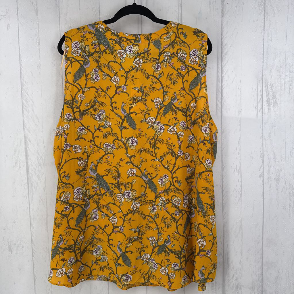 3X flo print pleated front tank