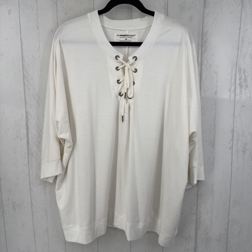 3X lace up front sweatshirt