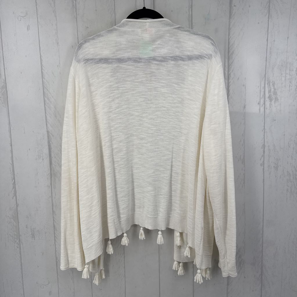 3X tassel open front cardi