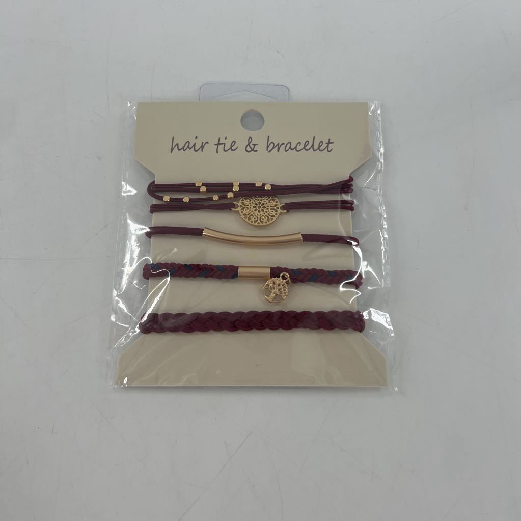 hair tie & bracelet-burgundy