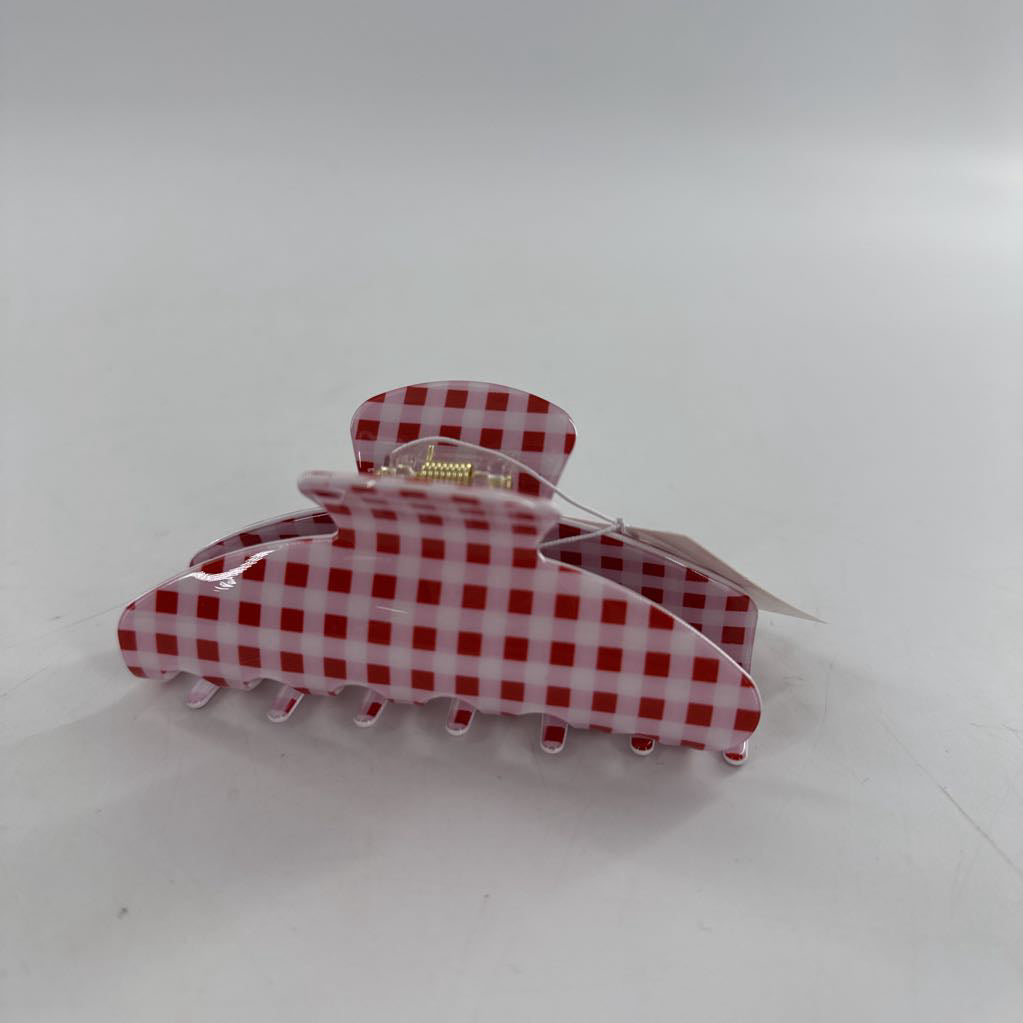 jumbo checkered oval claw clip-red