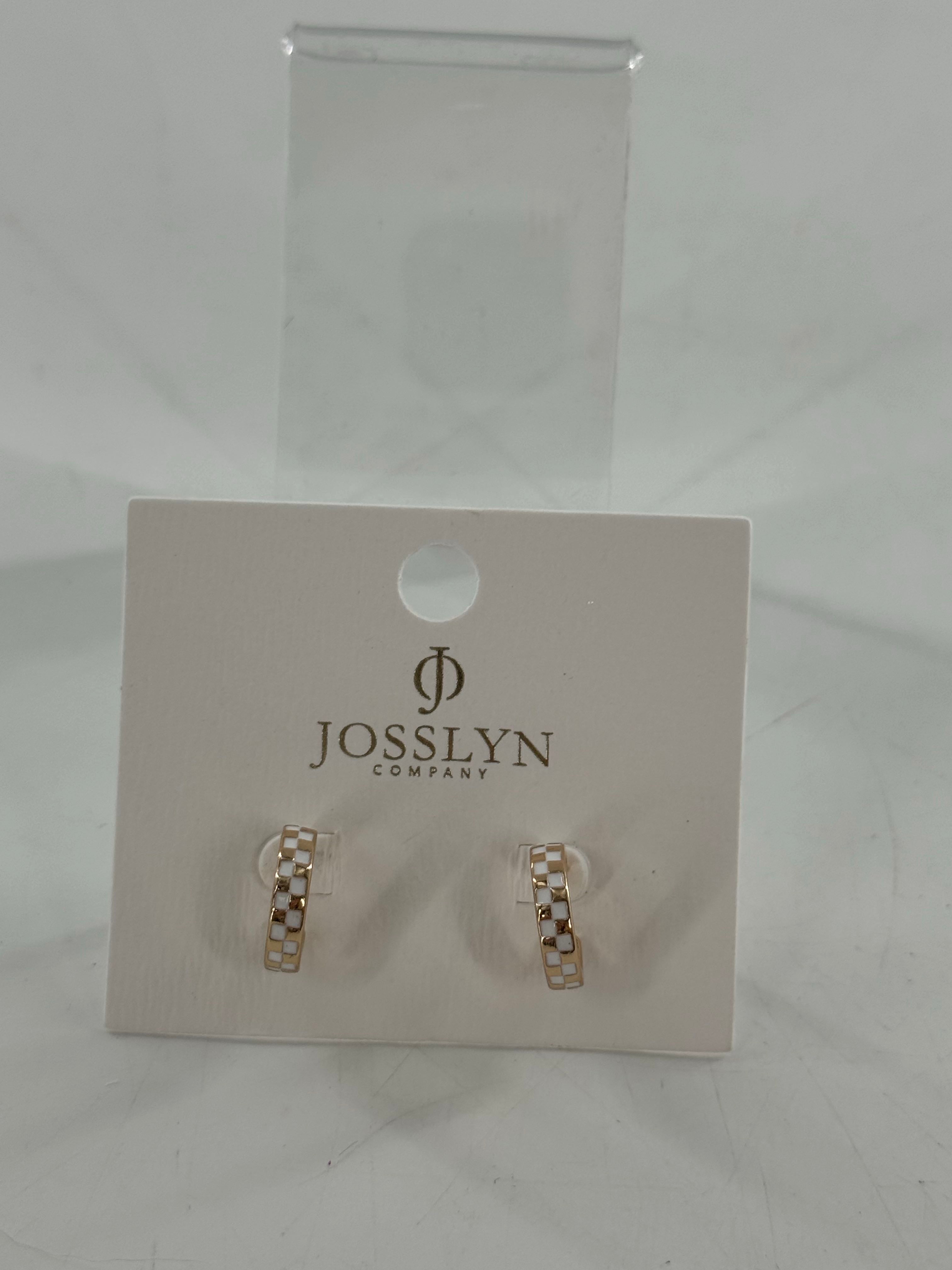 mini checker hoop huggie earrings
