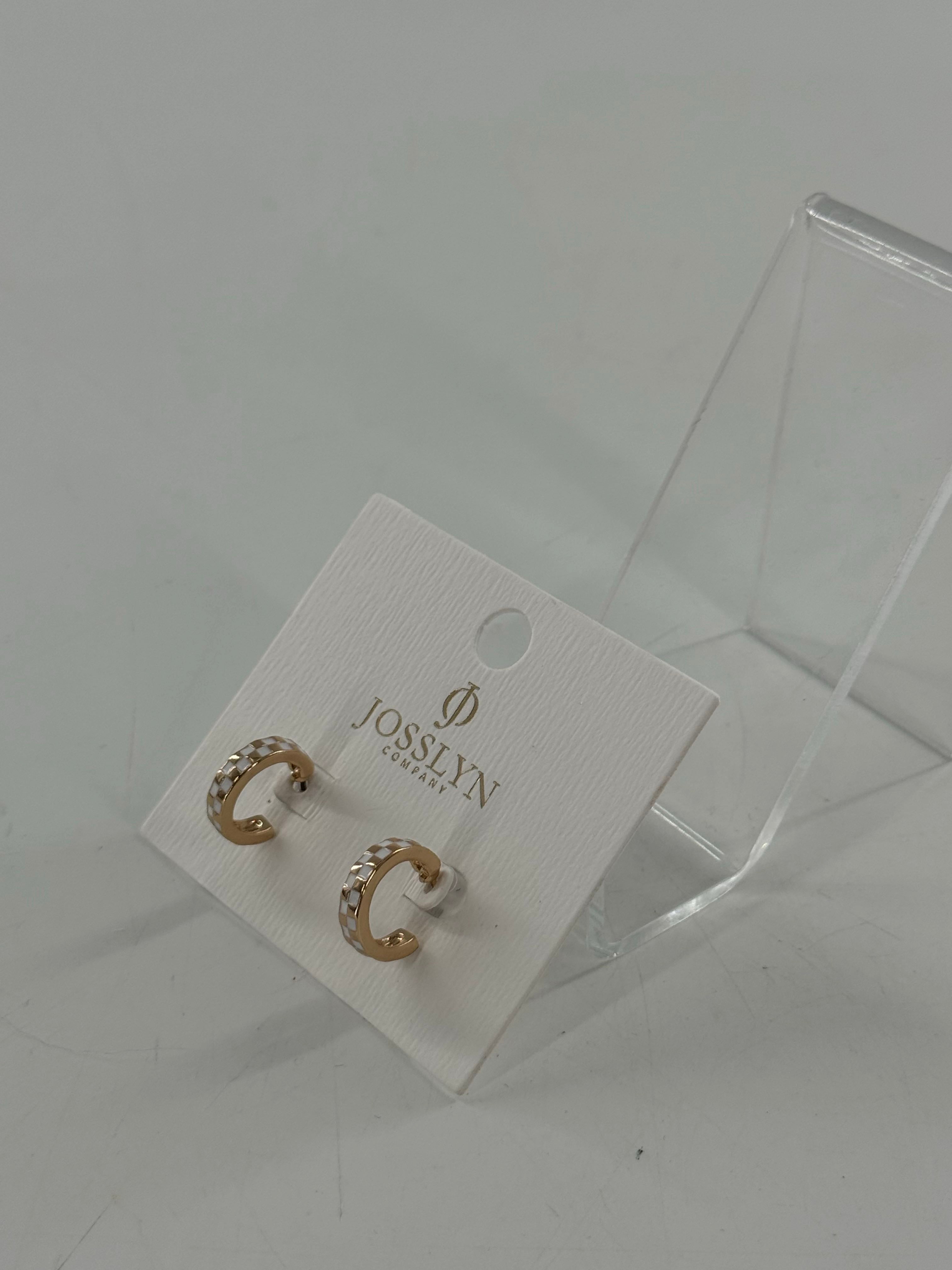 mini checker hoop huggie earrings