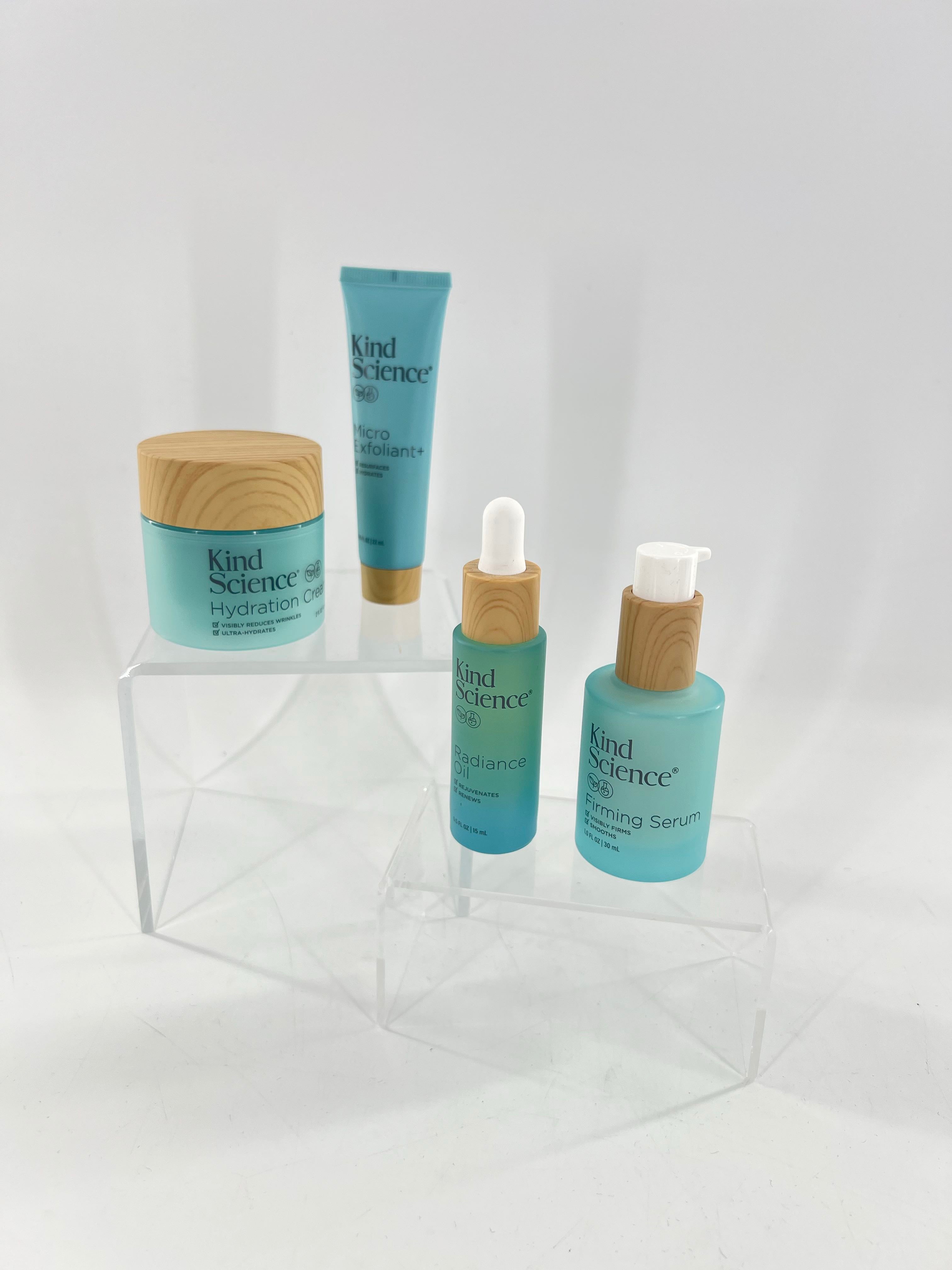 4pc skincare set(hydration crm,radiance oil,firming serum,micro exfoliant