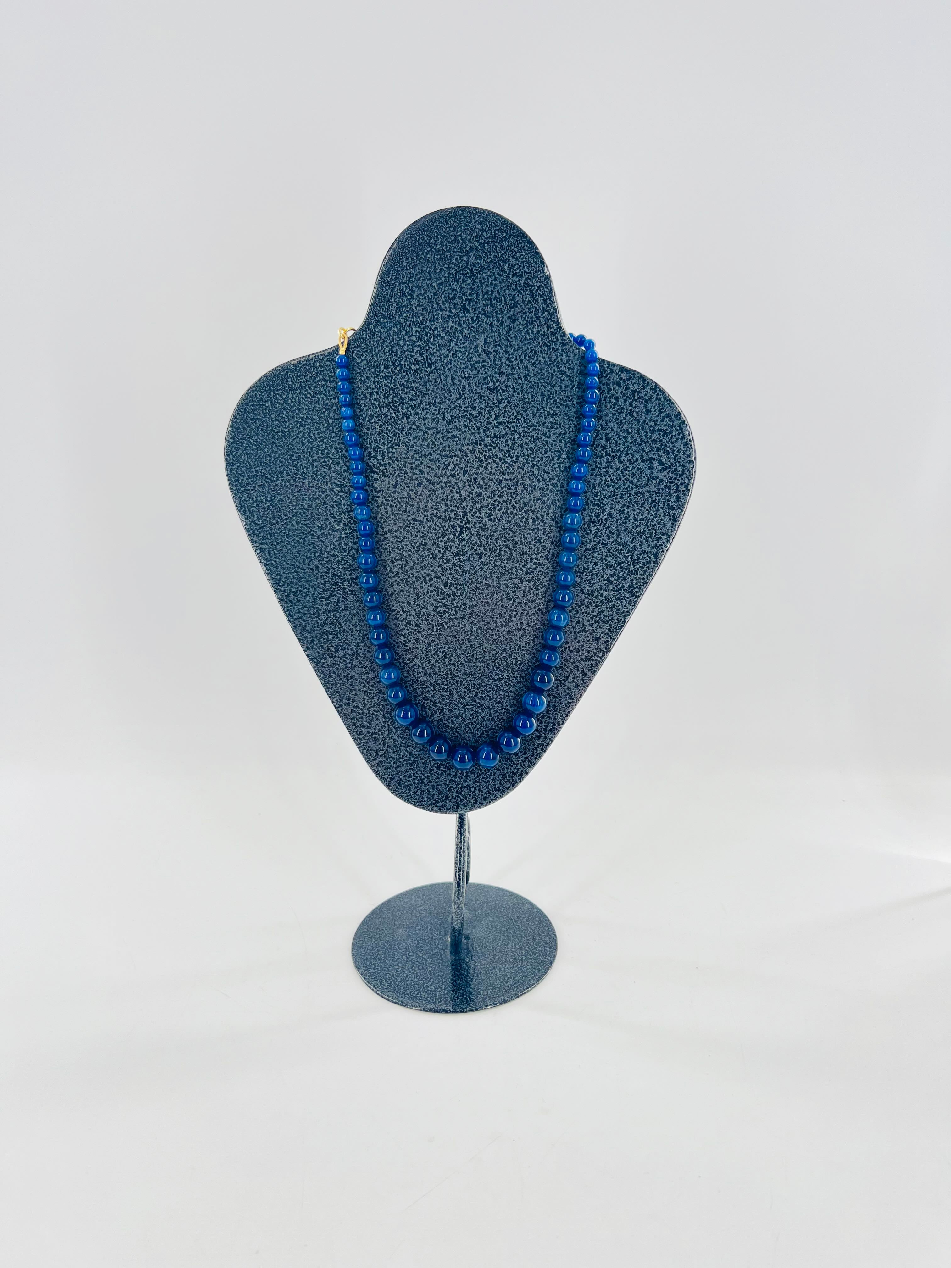 10" navy blue beaded necklace w/ earrings